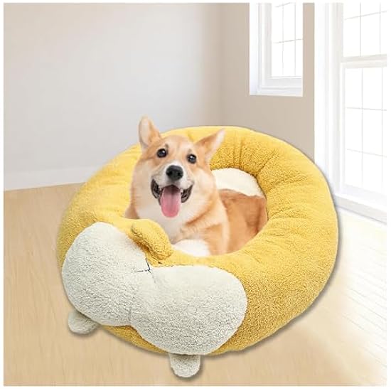 Donut Dog Bed, Dog Bed Small Fluffy Faux Fur Dog Bed, Cozy Dog Bed for Indoor Pets Dog Bed Round,56 * 48 * 6CM