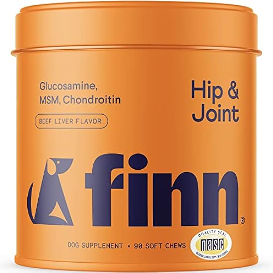 Finn Hip and Joint Supplement for Dogs | Glucosamine, Chondroitin & MSM for Joint and Mobility Support | with Turmeric, BioPerine and B-Vitamins | 90 Soft Chews