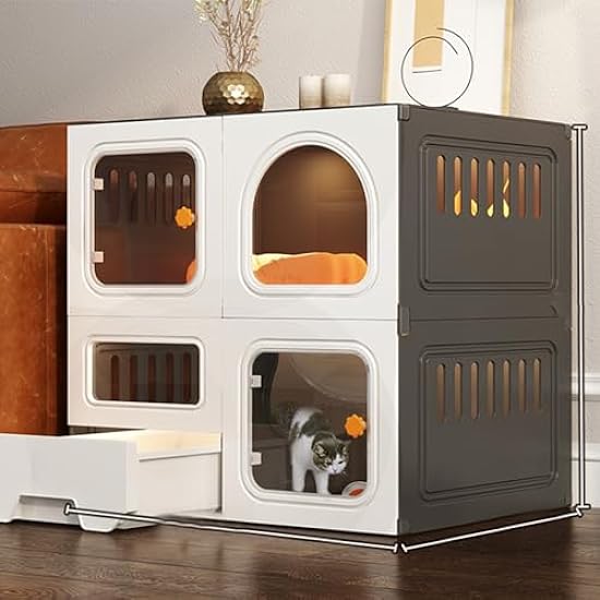 Cat Cage with Litter Box, Cat Enclosures, Kennels Pet Crate, Outdoor Cat House, Cat Cages Enclosure, 2/3-Tier DIY Cat Playpen, Suitable for Cats, Dog etc. Small Animals 71 * 46 * 71cm Black