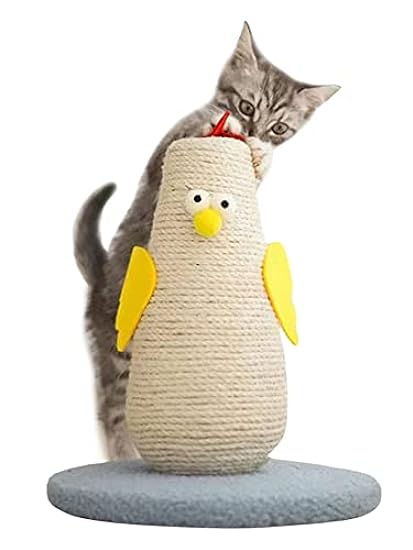 QWINEE Chicken Design Cat Scratcher Cute Vertical Cat Scratching Post Sisal Cat Scratcher for Indoor Cat Kitten Khaki One Size