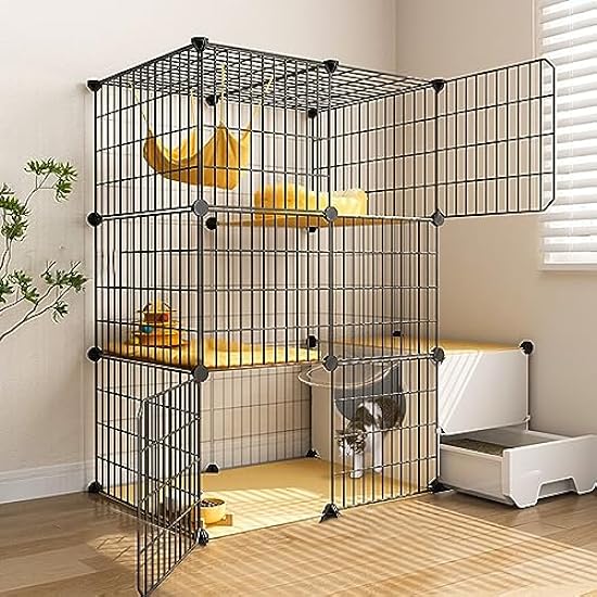 Pisngek Cat Cages Indoor Large with Litter Box, Pet Playpen,Small Animals Cage Transparent and Easy to Observe Pet Dynamics for Puppies,Kitties,Bunny,Turtle (Size : 111 * 39 * 109cm-a)